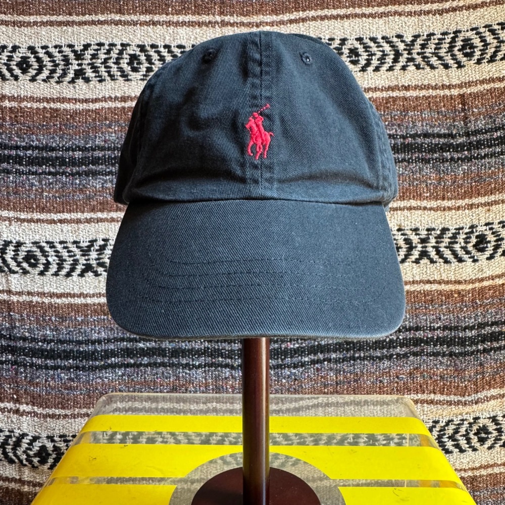 Polo Ralph Lauren Hat Mens OS Faded Black Red Pony Logo Dad Cap